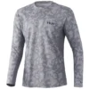 HUK Icon X Running Lakes Long Sleeve Shirt -Baits Sales huk iconxrunninglakesls overcastgrey front 51 10 huk 10001 5